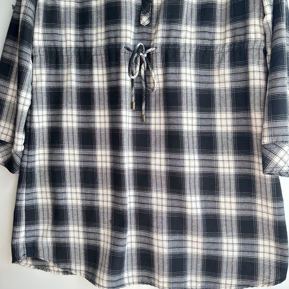 Skies Are Blue Shirt Dress Black/White Drawstring Waist Medium Oversized - Picture 13 of 16